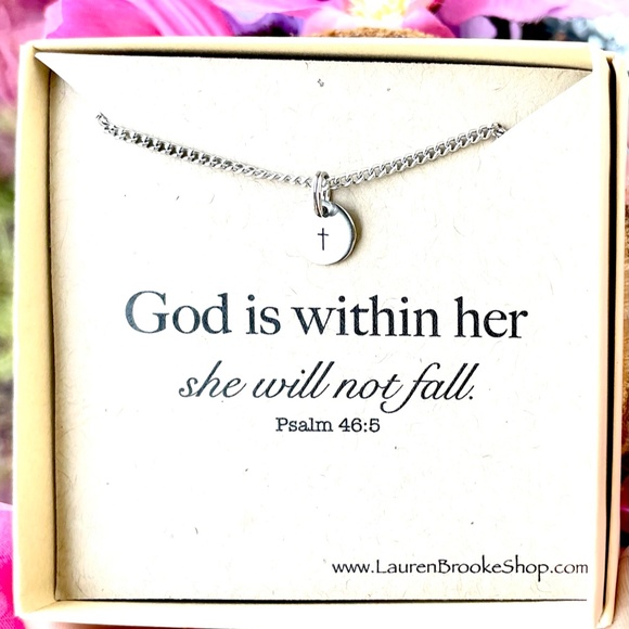 God is within her - Cross -Card/Disc Necklace Box - Hand Stamped Necklace - Picture 2 of 3